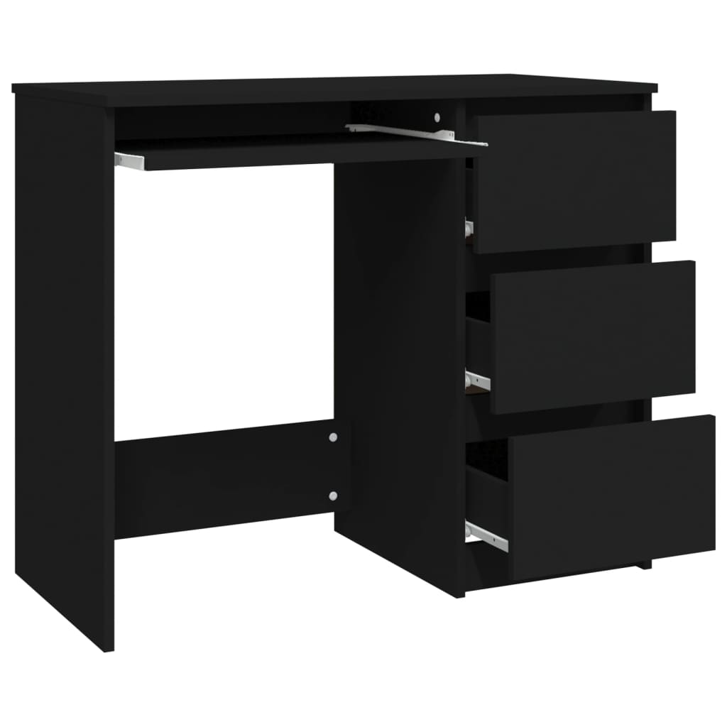 vidaXL Pisalna miza črna 90x45x76 cm iverna plošča