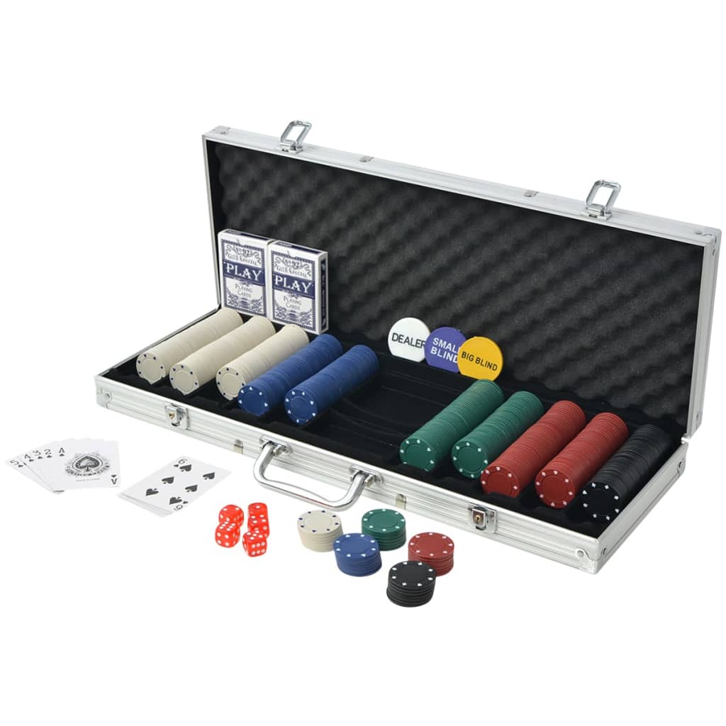 vidaXL Poker Set s 500 Žetoni Aluminij