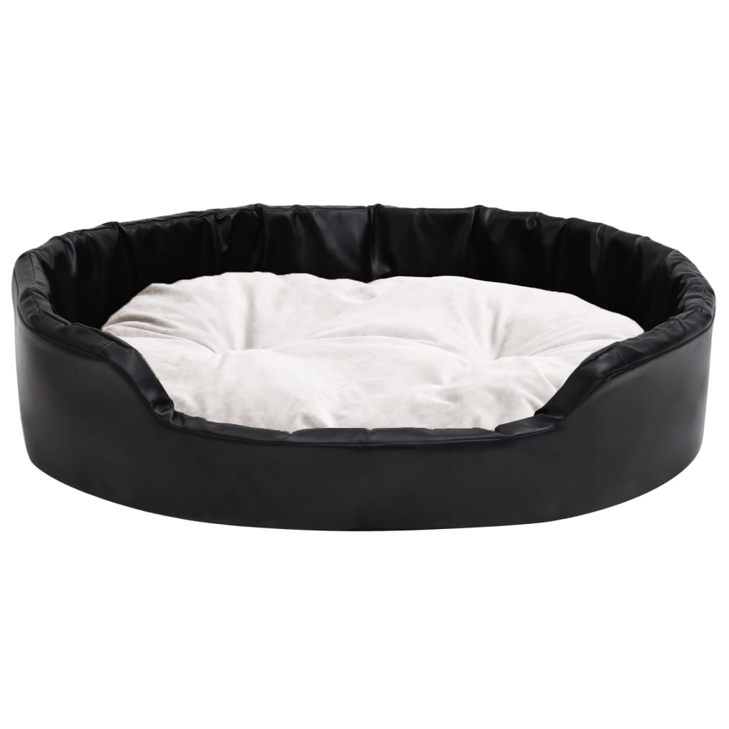 vidaXL Pasja postelja črna in bež 90x79x20 cm pliš in umetno usnje