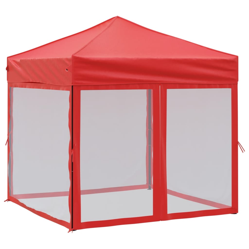 vidaXL Zložljiv vrtni šotor s stranicami rdeč 2x2 m