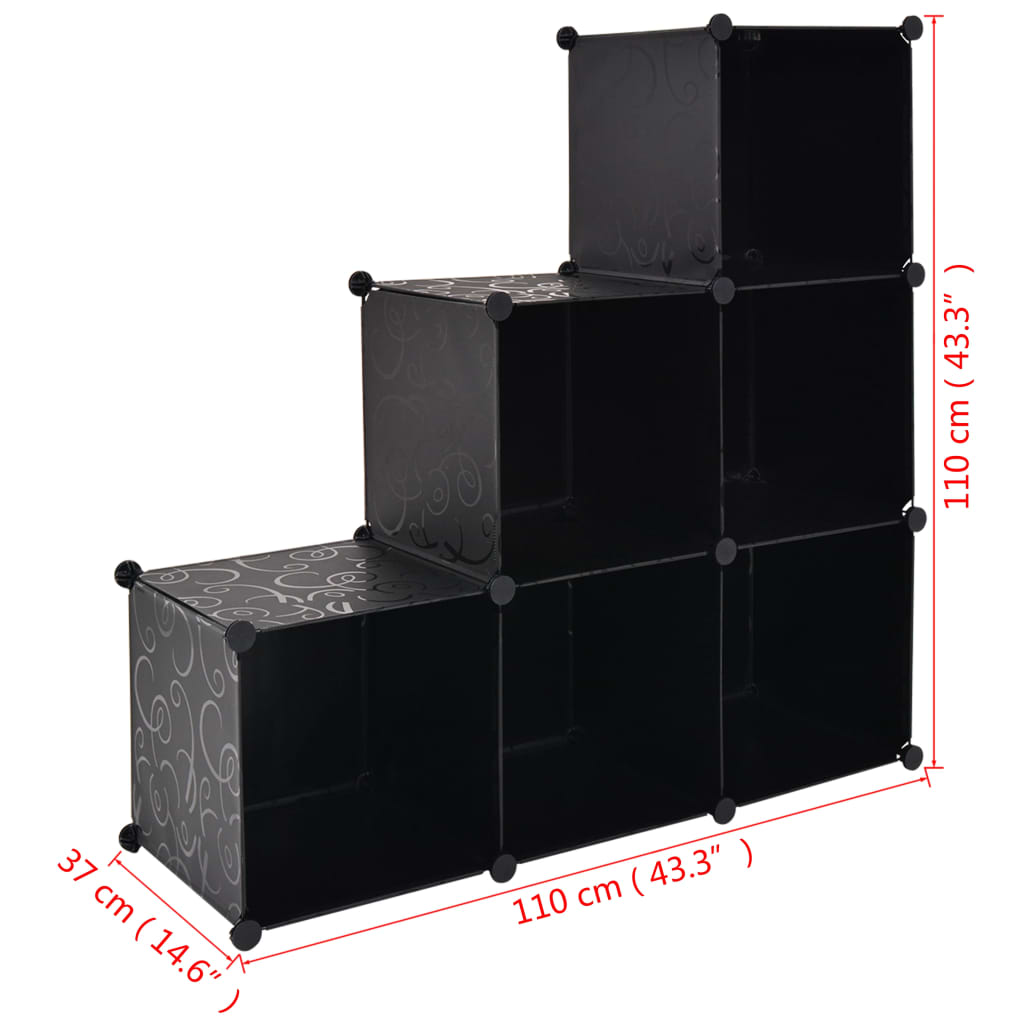 vidaXL Kockasta omarica za shranjevanje s 6 predelki črna