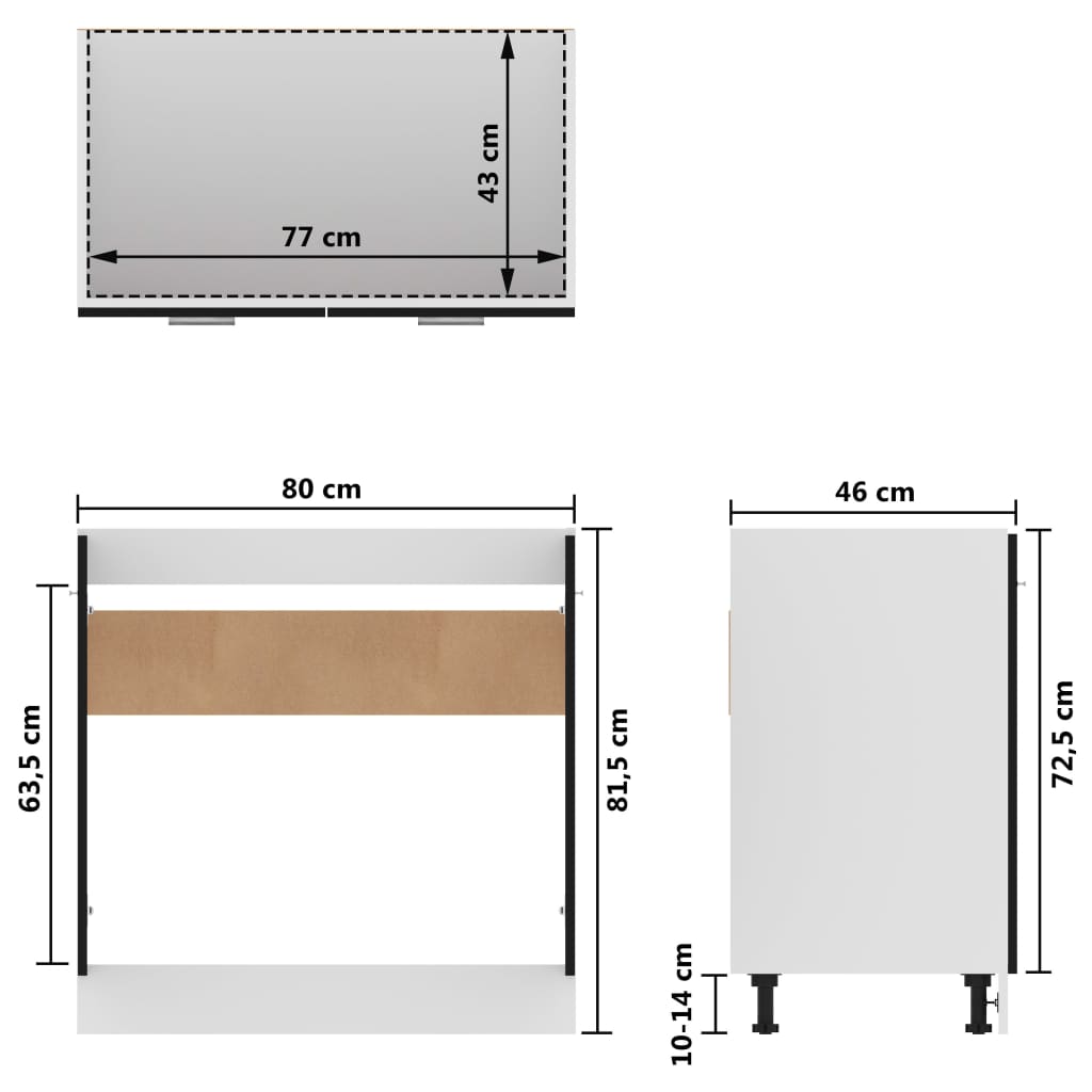 vidaXL Spodnja omarica za umivalnik črna 80x46x81,5 cm iverna plošča