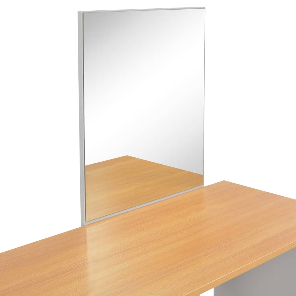 vidaXL Toaletna mizica z ogledalom in stolčkom siva 104x45x131 cm
