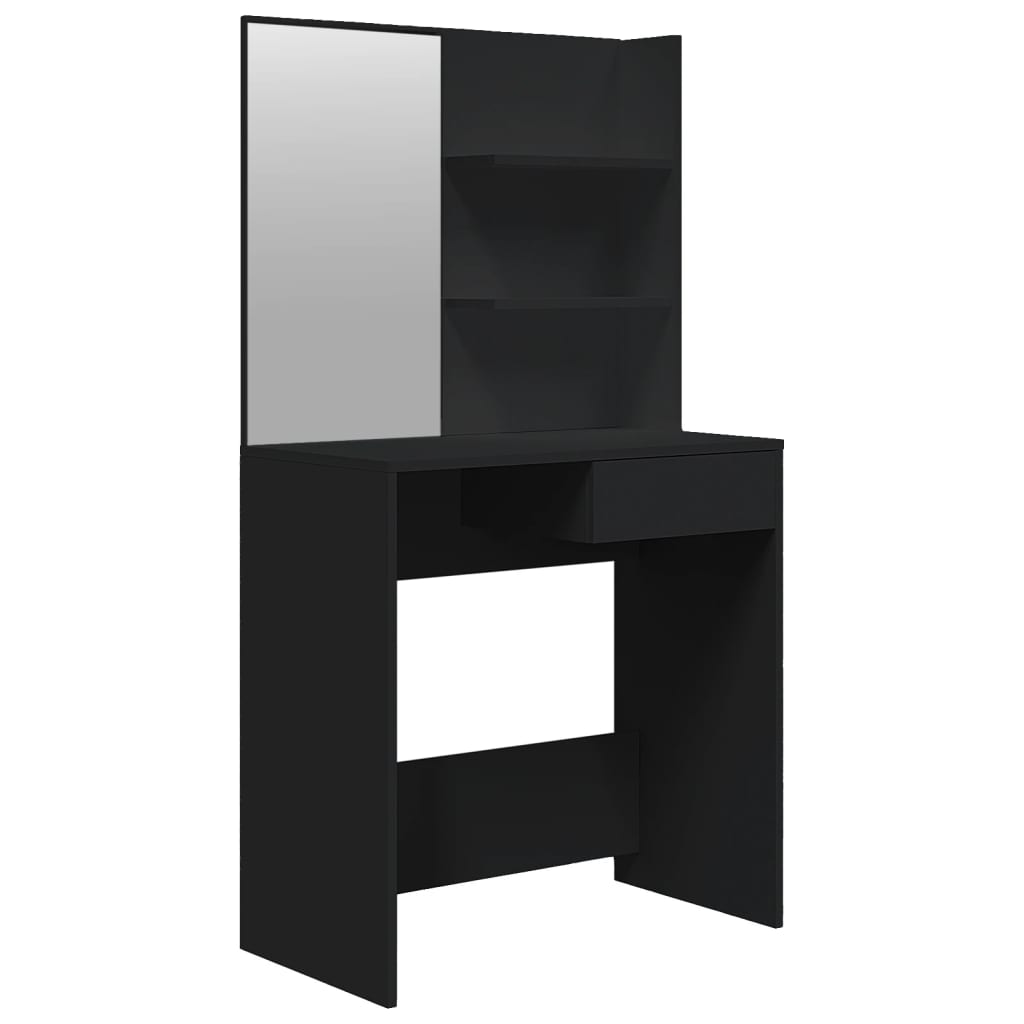 vidaXL Toaletna mizica z ogledalom črna 74,5x40x141 cm