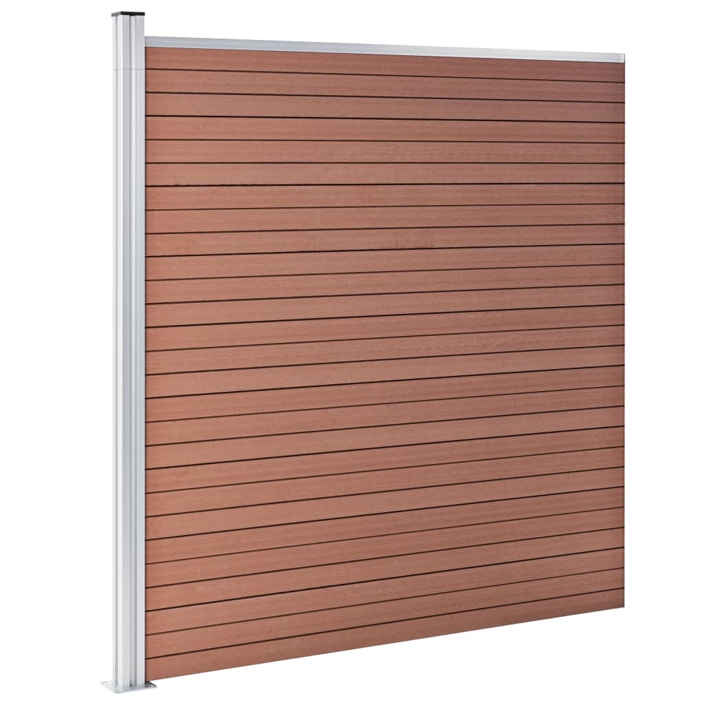 vidaXL WPC ograjni paneli 7 kvadratnih + 1 poševni 1311x186 cm rjavi