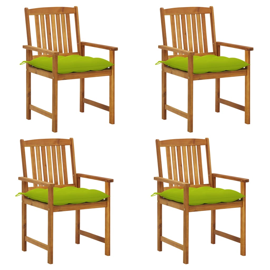 vidaXL Vrtni stoli z blazinami 4 kosi trden akacijev les