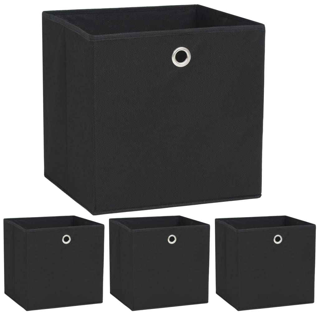 vidaXL Škatle za shranjevanje 4 kosi netkano blago 32x32x32 cm črne