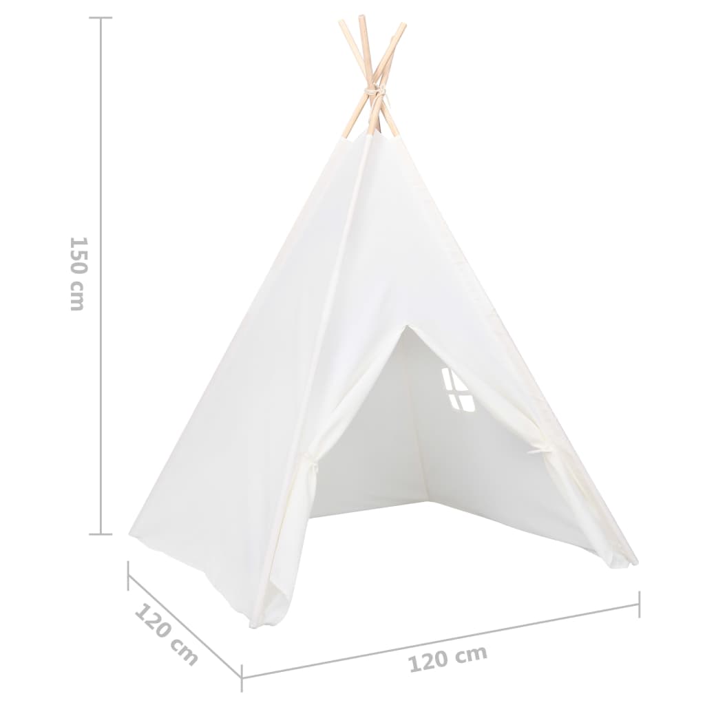 vidaXL Otroški tipi šotor z vrečo peach skin bel 120x120x150 cm