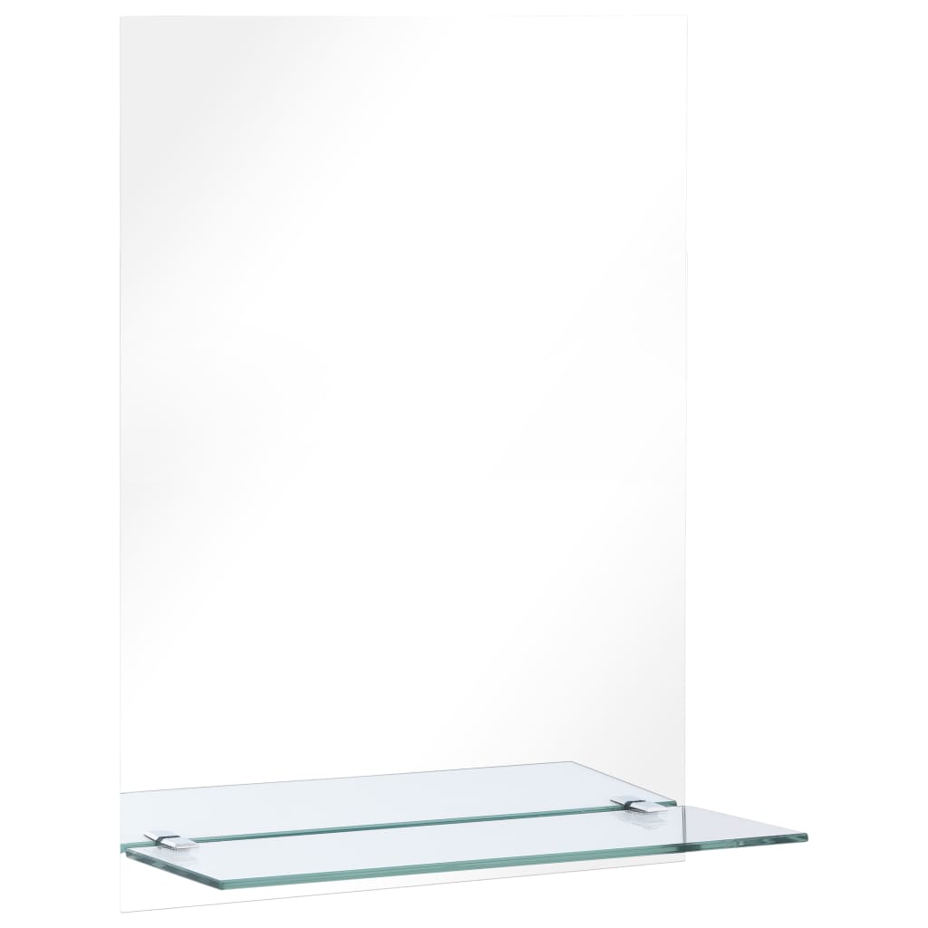 vidaXL Stensko ogledalo s polico 40x60 cm kaljeno steklo