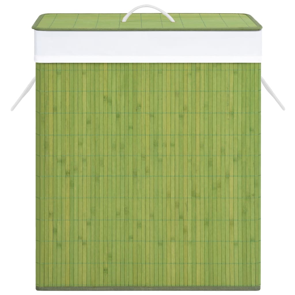 vidaXL Košara za perilo iz bambusa enodelna zelena 83 L