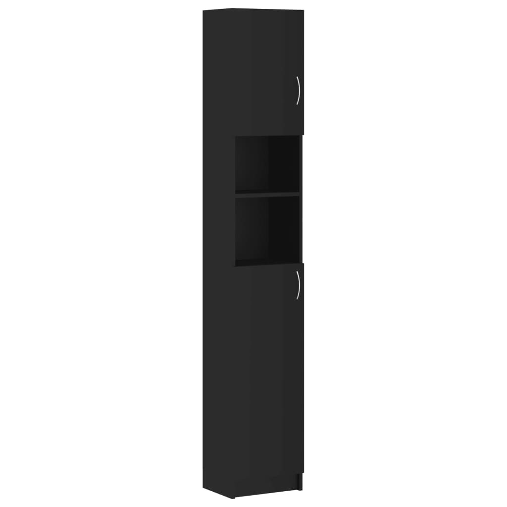 vidaXL Kopalniška omarica črna 32x25,5x190 cm iverna plošča