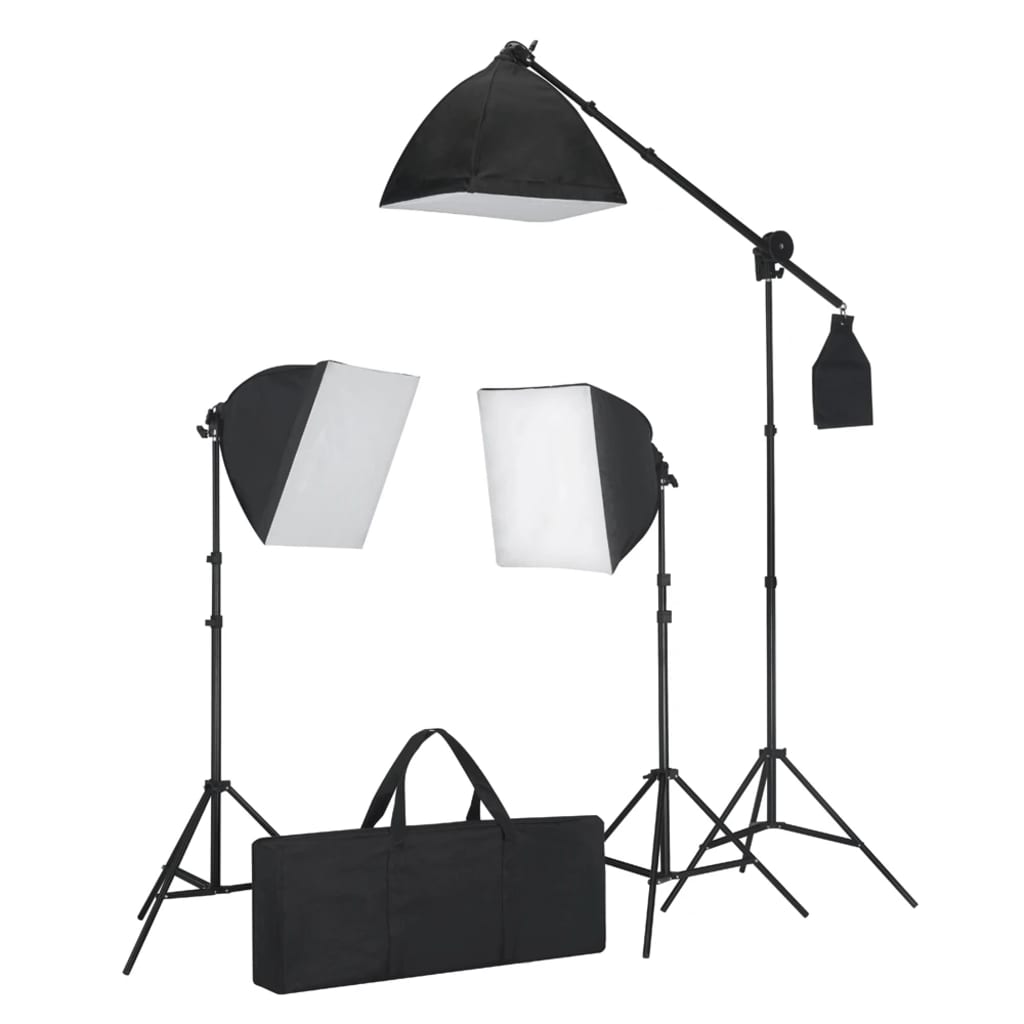 vidaXL Komplet za fotografski studio z mehčali, svetilkami in ozadji