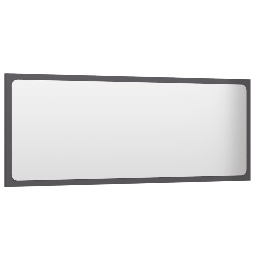 vidaXL Kopalniško ogledalo visok sijaj sivo 100x1,5x37 cm iverna pl.