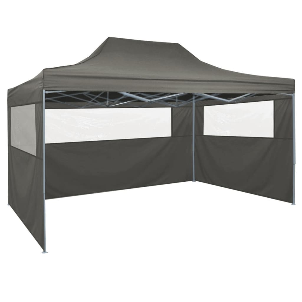 vidaXL Zložljivi šotor pop-up s 4 stranicami 3x4,5 m antracitne barve