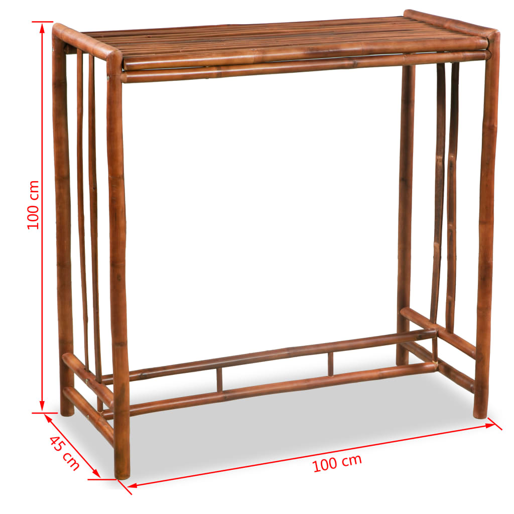 vidaXL Barska miza iz bambusa 100x45x100 cm rjave barve