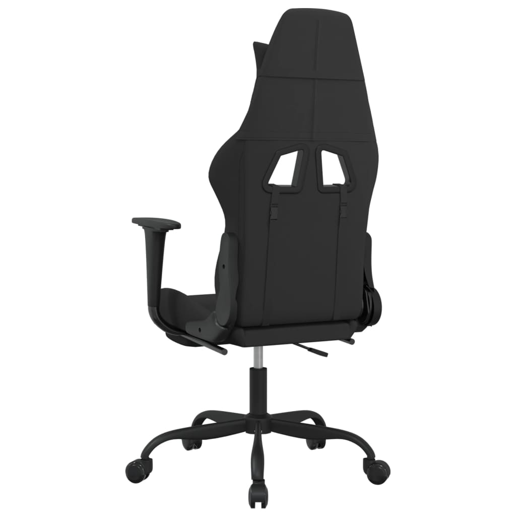 vidaXL Masažni gaming stol z oporo za noge črno blago