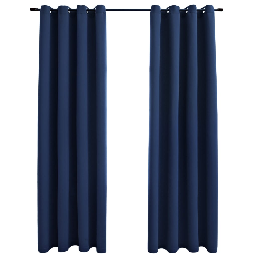 vidaXL Zatemnitvene zavese s kovinskimi obročki 2 kosa modre 140x175cm