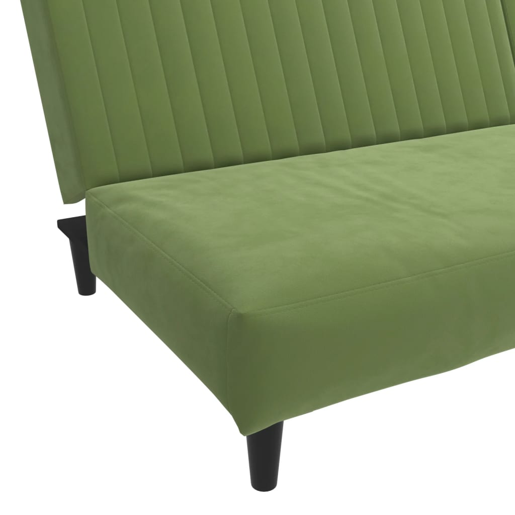 vidaXL Kavč dvosed z ležiščem svetlo zelen žamet