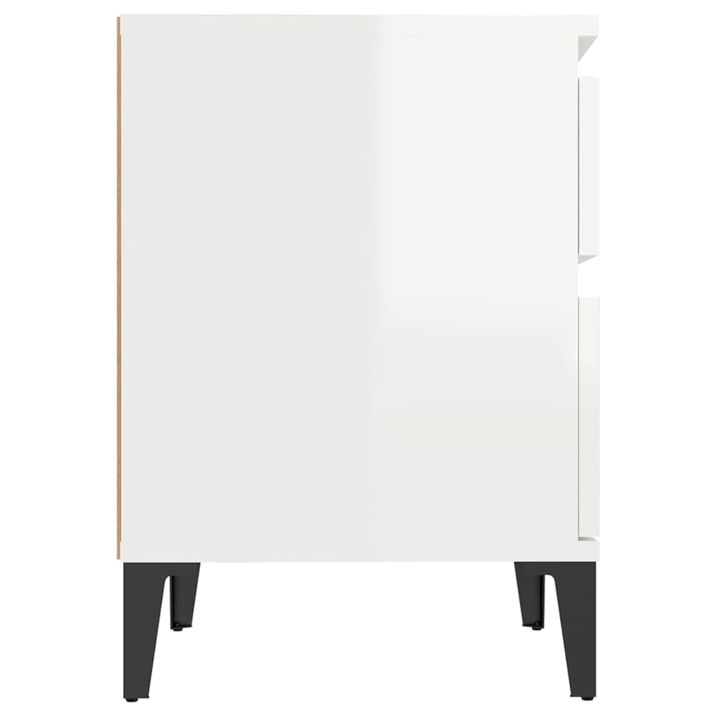 vidaXL Nočna omarica visok sijaj bela 40x35x50 cm