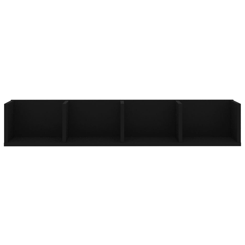 vidaXL Stenska polica za CD plošče črna 100x18x18 cm iverna plošča