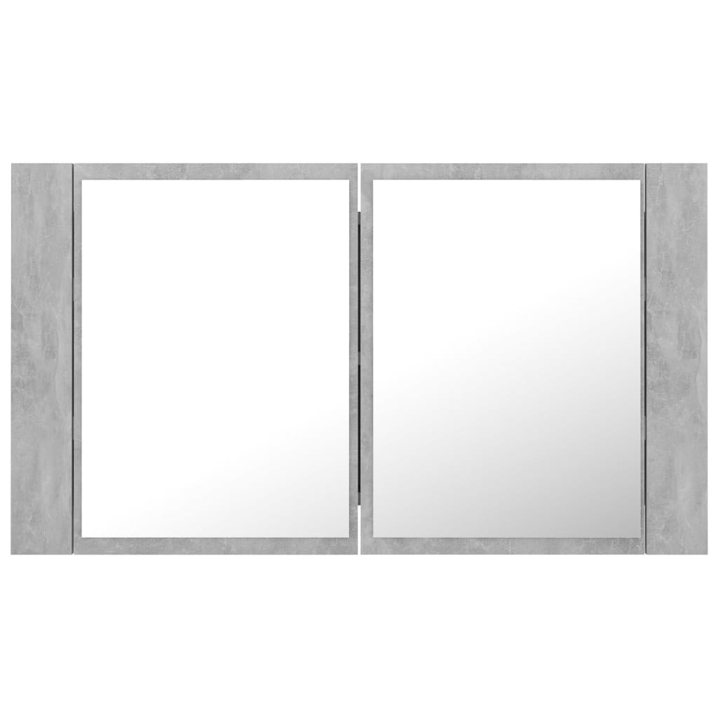 vidaXL LED kopalniška omarica z ogledalom betonsko siva 80x12x45 akril