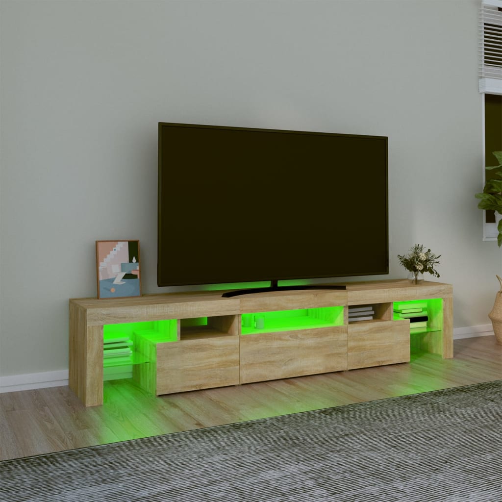 vidaXL TV omarica z LED lučkami sonoma hrast 200x36,5x40 cm