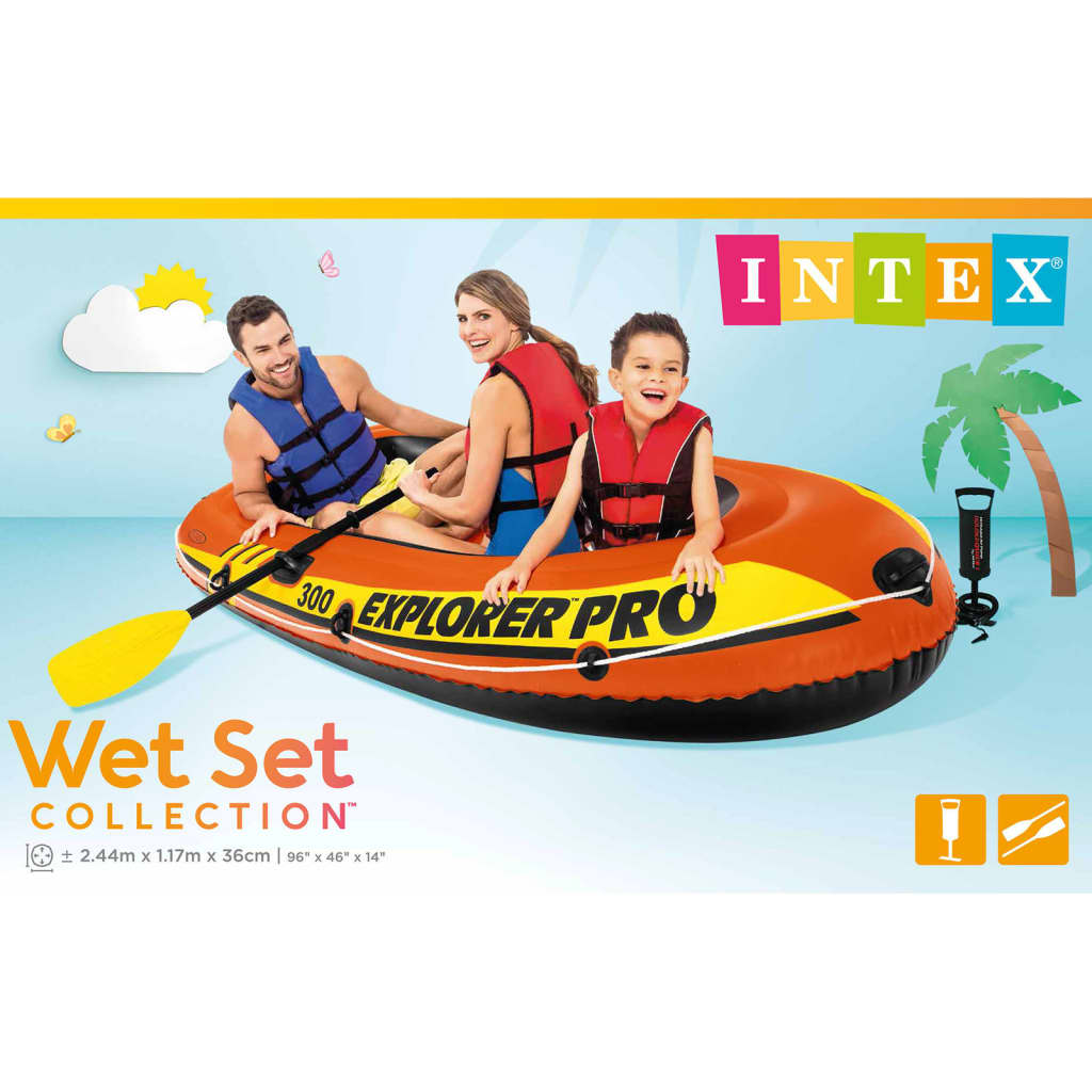 Intex Explorer Pro 300 Set napihljiv čoln z vesli in tlačilko 58358NP