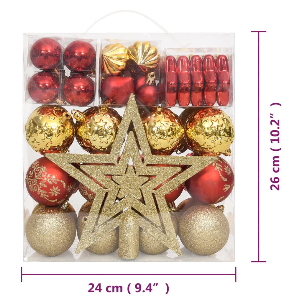 vidaXL Komplet novoletnih bučk 70 kosov zlate in rdeče