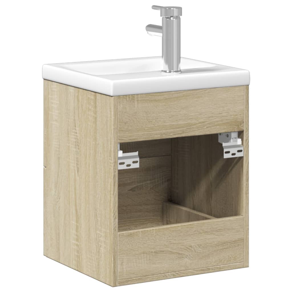 vidaXL Kopalniška omarica z umivalnikom sonoma hrast