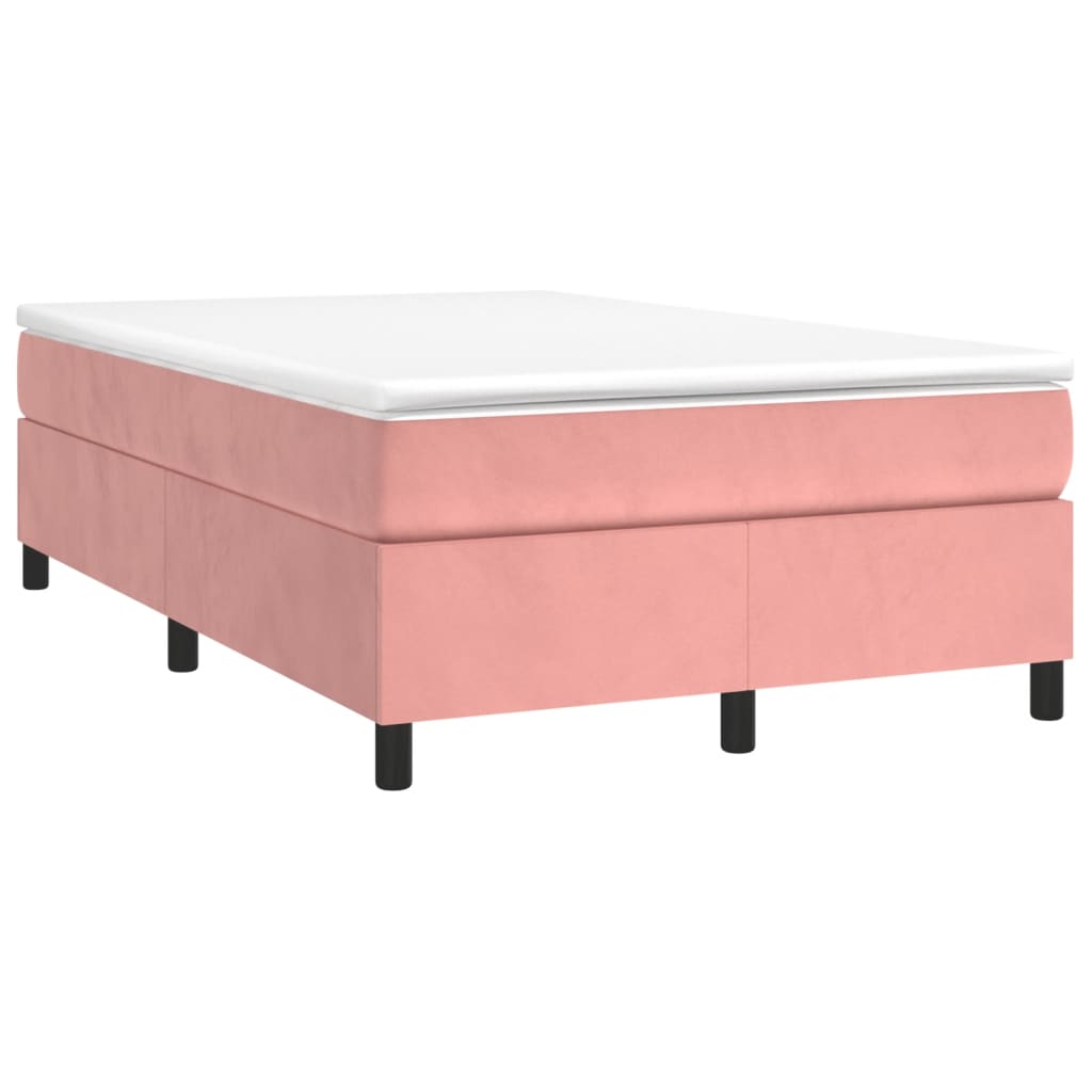 vidaXL Box spring postelja z vzmetnico roza 120x190 cm žamet