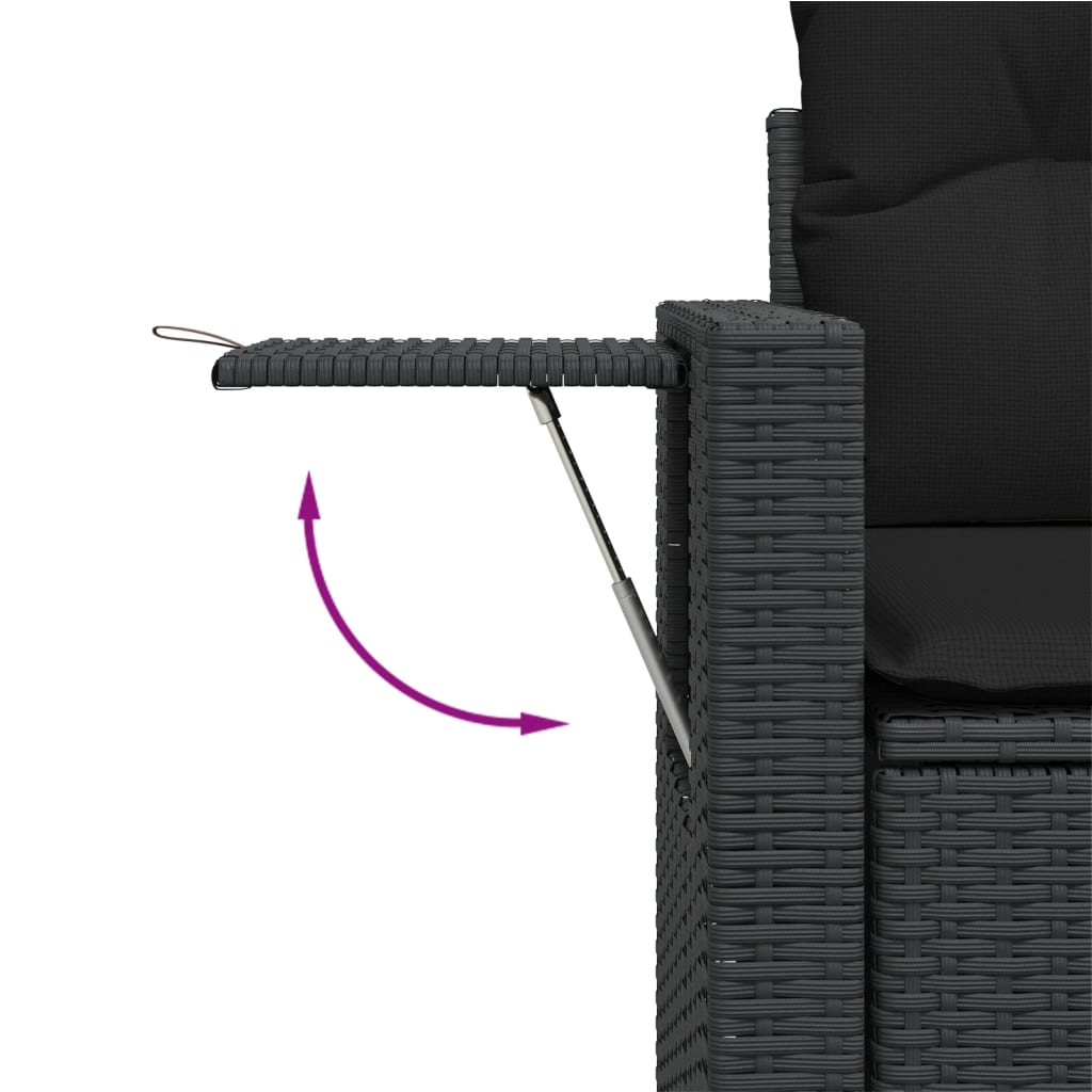 vidaXL Vrtna sedežna garnitura 11-delna z blazinami črn poli ratan