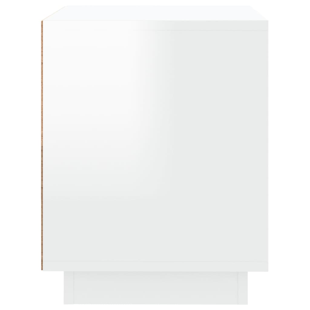 vidaXL Nočna omarica visok sijaj bela 44x35x45 cm inženirski les