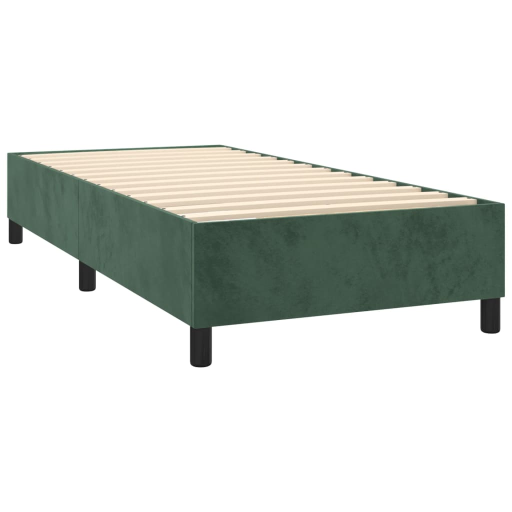 vidaXL Box spring postelja z vzmetnico temno zelen 90x190 cm žamet