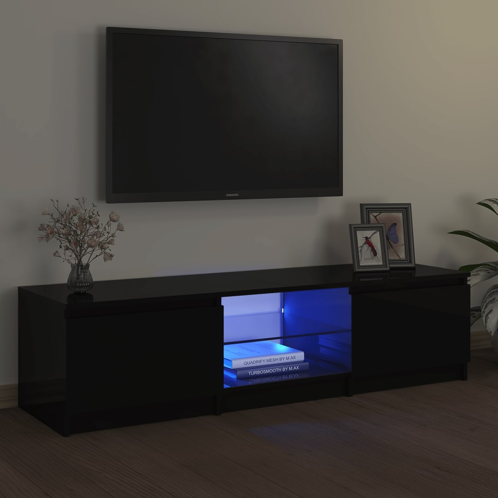 vidaXL TV omarica z LED lučkami črna 140x40x35,5 cm