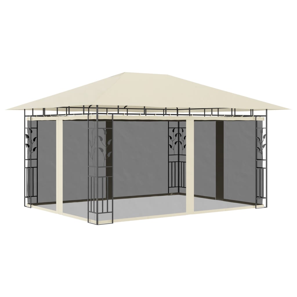 vidaXL Paviljon z mrežo proti komarjem 4x3x2,73 m krem 180 g/m²