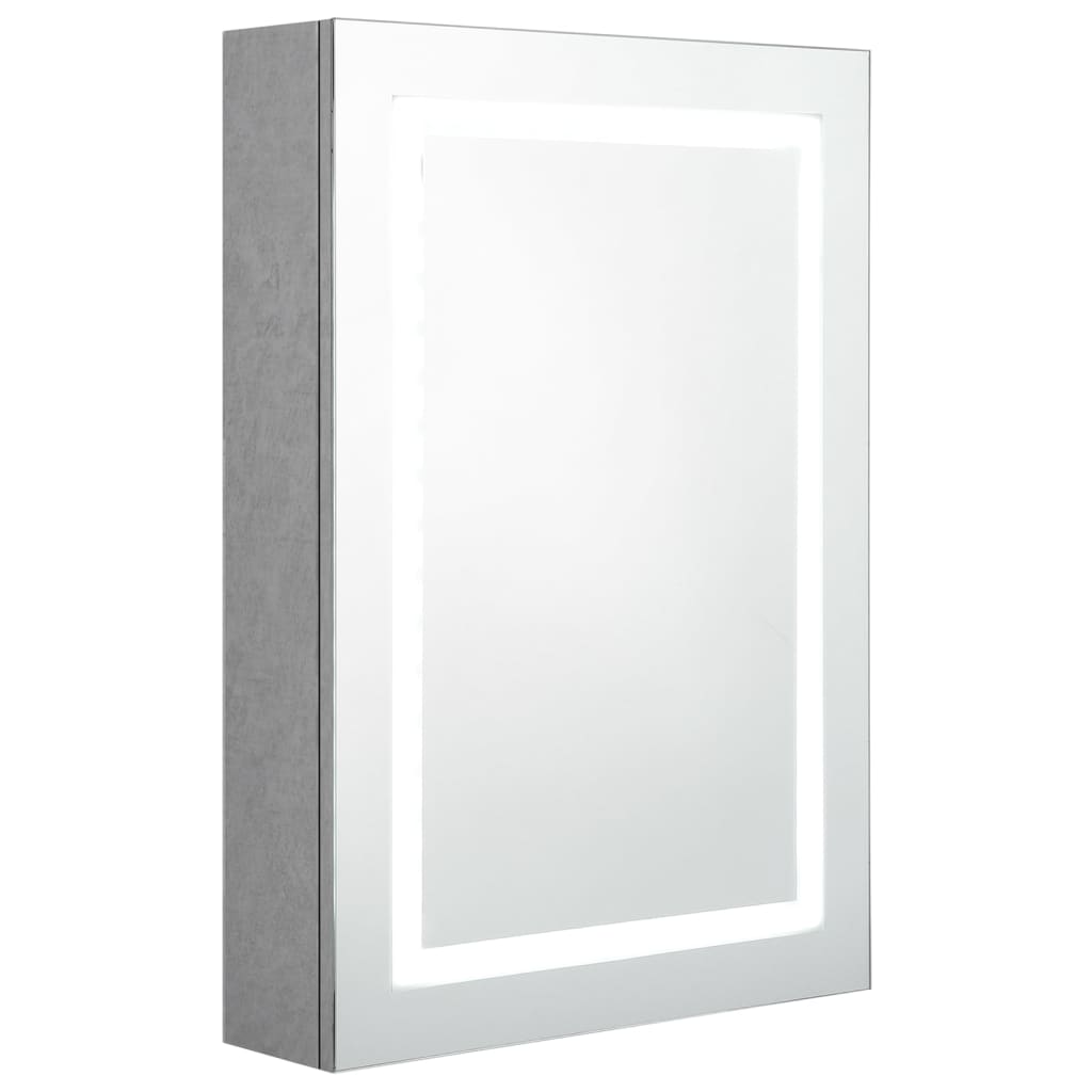 vidaXL LED kopalniška omarica z ogledalom betonsko siva 50x13x70 cm