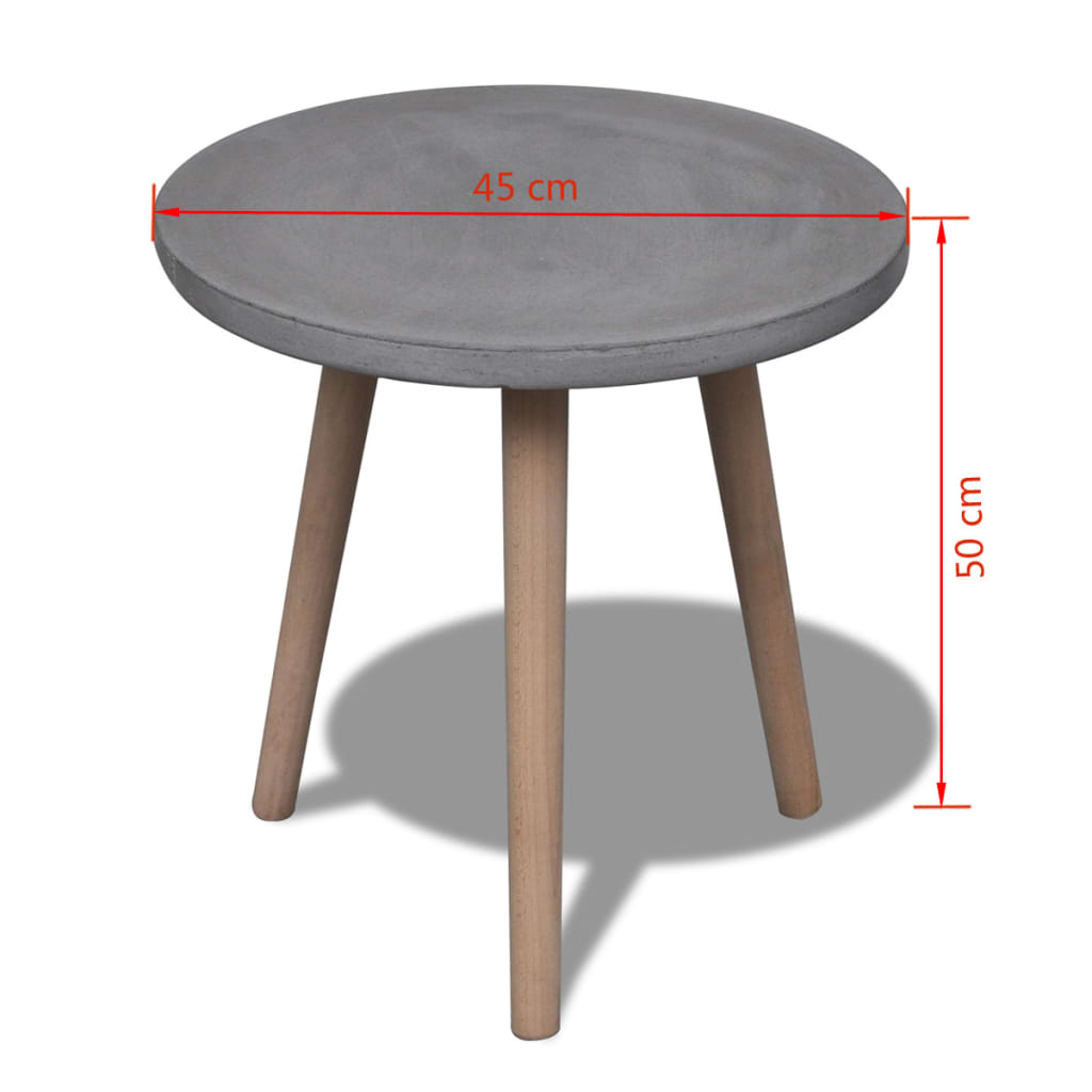 vidaXL Klubska mizica z betonskim namizjem in nogami iz borovine 45 cm