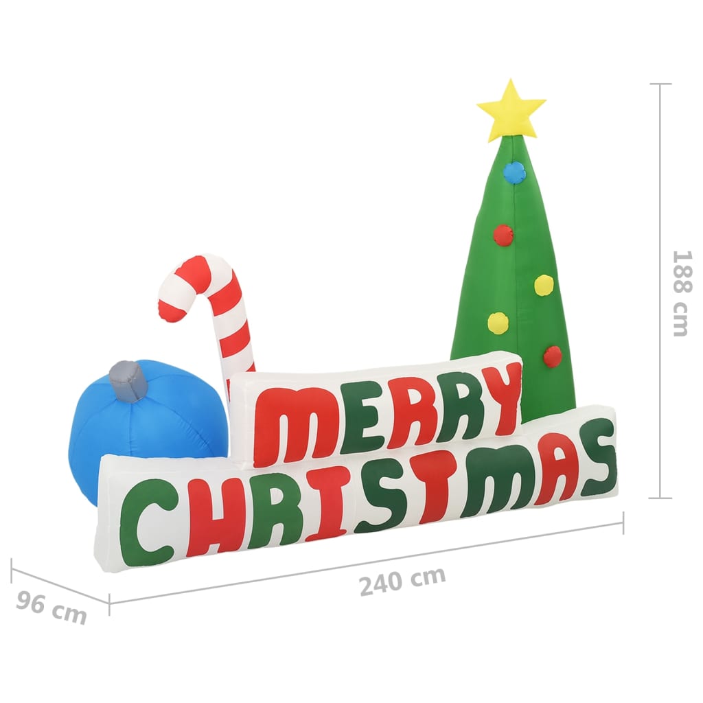 vidaXL Merry Christmas napihljiva jelka LED dekoracija 240x188 cm