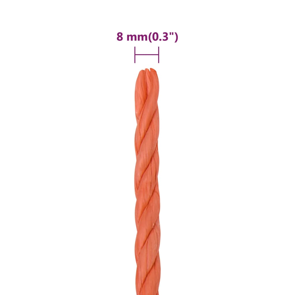 vidaXL Delovna vrv oranžna 8 mm 25 m polipropilen