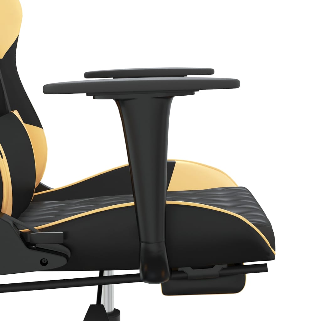 vidaXL Masažni igralni stol z oporo za noge črno in zlato umetno usnje