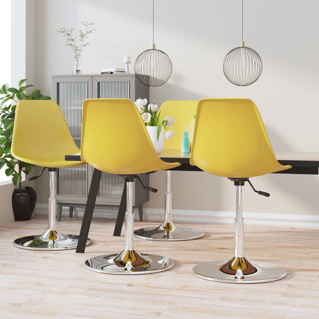 vidaXL Vrtljivi jedilni stoli 4 kosa rumeni PP