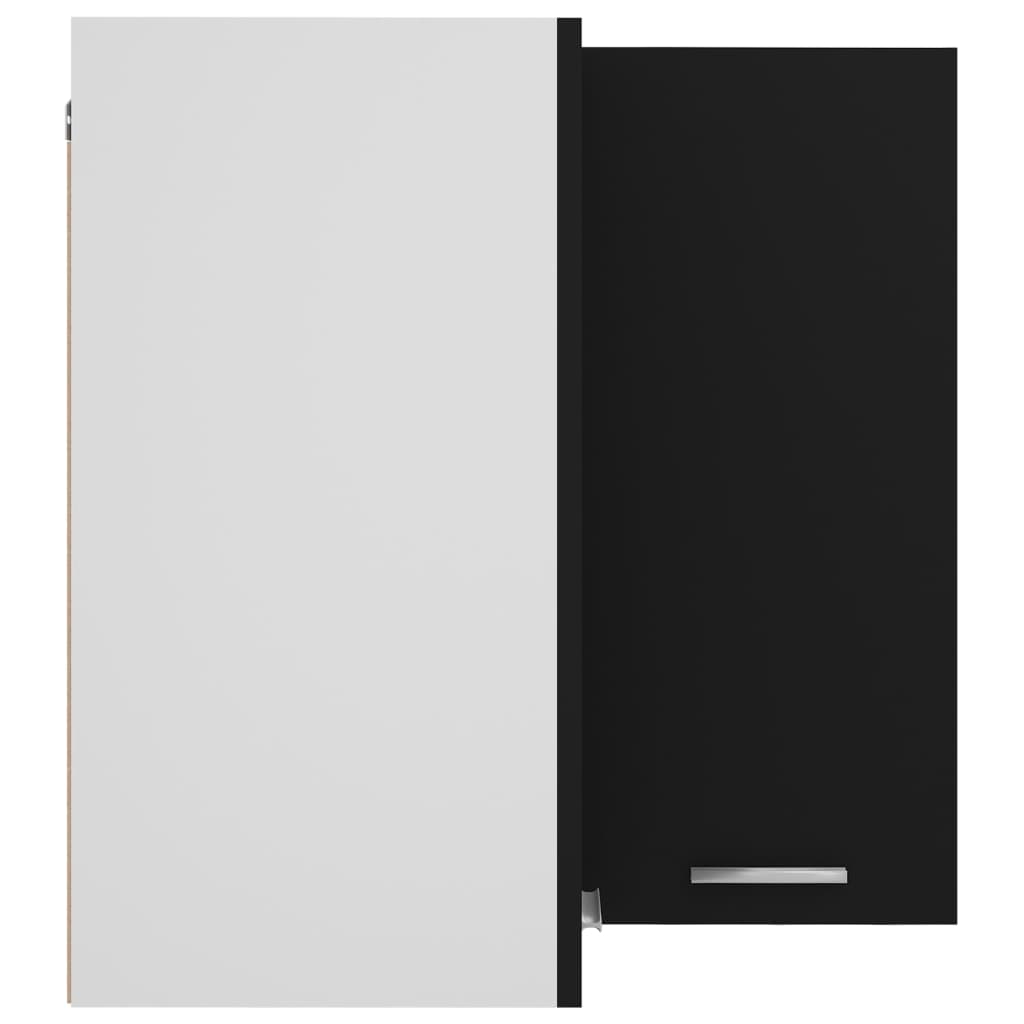 vidaXL Viseča kotna omarica črna 57x57x60 cm iverna plošča