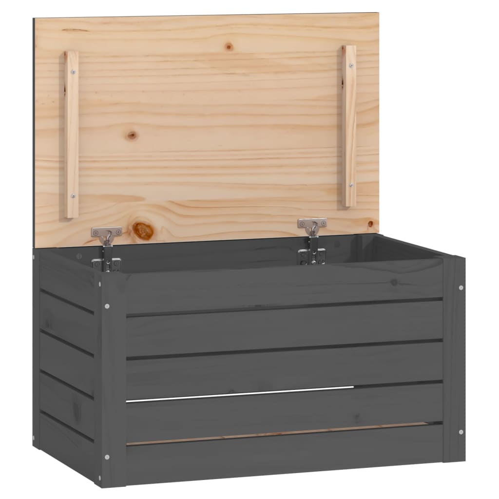 vidaXL Škatla za shranjevanje siva 59,5x36,5x33 cm trdna borovina
