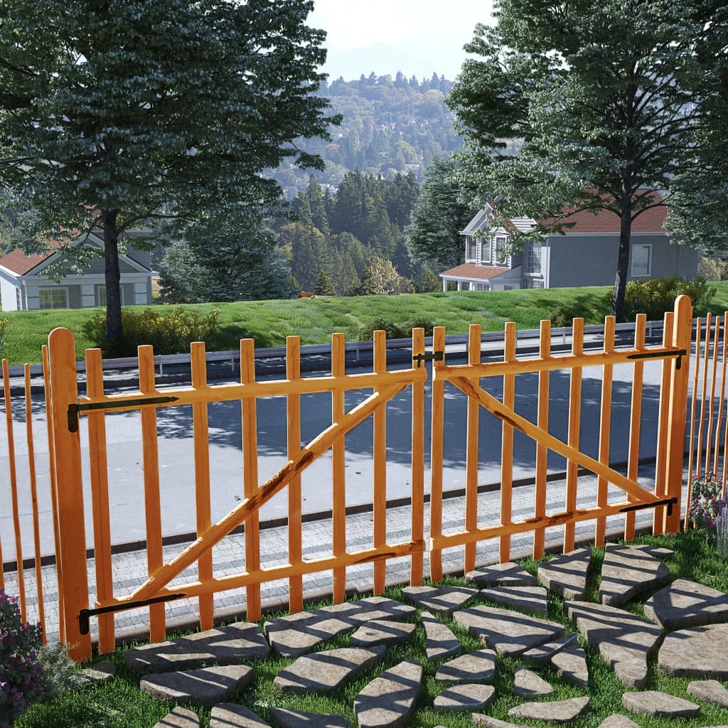 vidaXL Dvojna vrata za ograjo impregnirana leska 300x120 cm