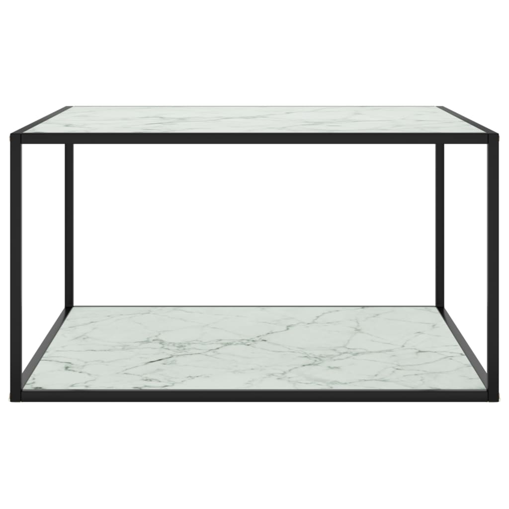 vidaXL Klubska mizica črna z belim marmornim steklom 90x90x50 cm