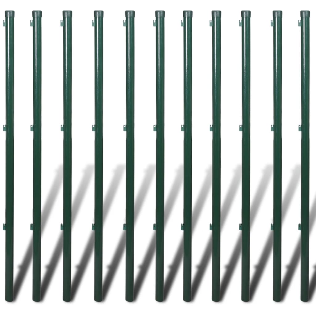 vidaXL Mrežna ograja s stebrički jeklo 1,5x25 m zelena