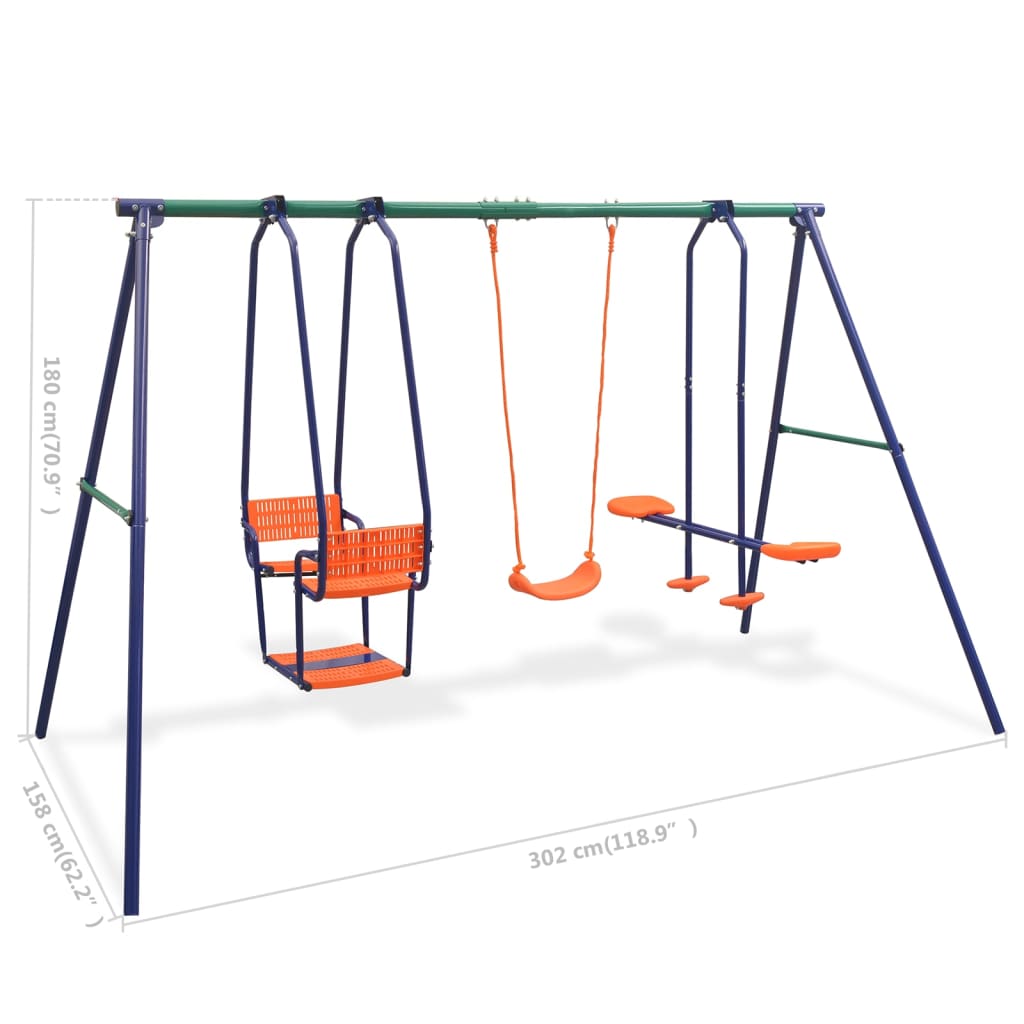 vidaXL Komplet otroških gugalnic s 5 sedeži oranžne barve