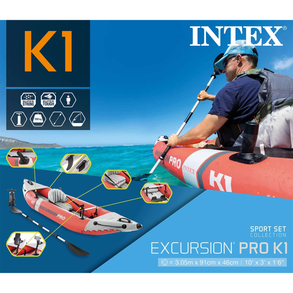 Intex Napihljiv kajak Excursion Pro K1 305x91x46 cm