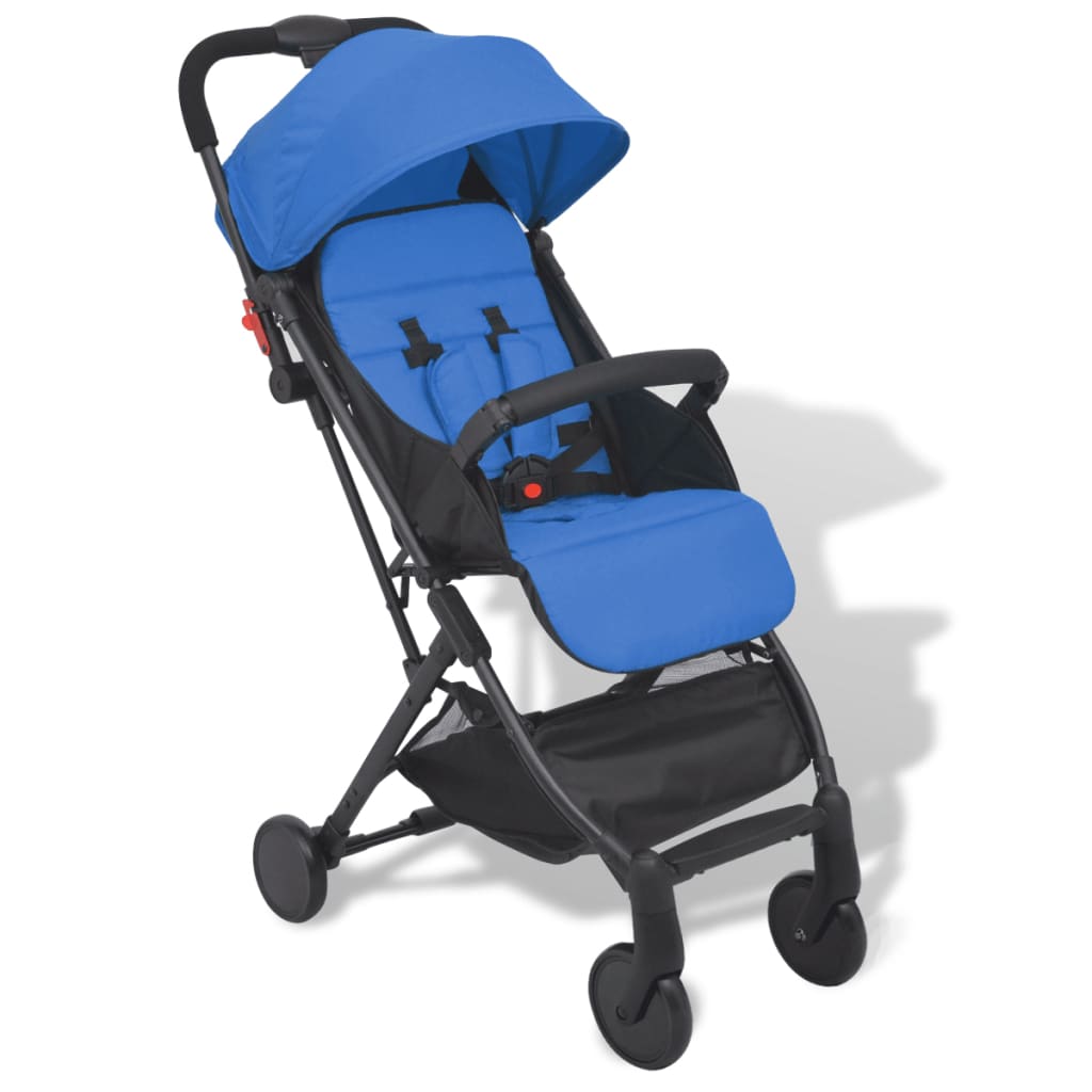 vidaXL Zložljiv otroški voziček moder 89x47,5x104 cm