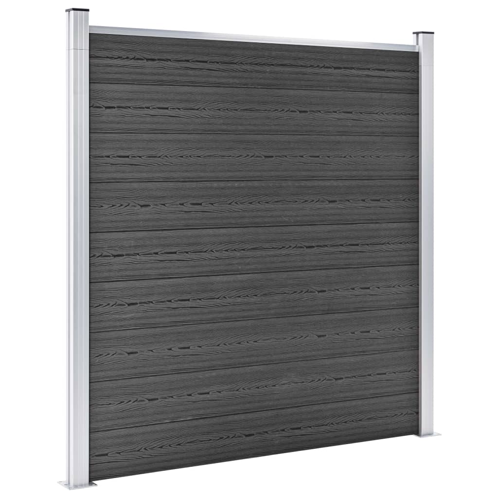 vidaXL Komplet ograjnih panelov WPC 1830x(105-186) cm črn